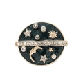 Star and moon galaxy enamel brooch with gold finish and sparkling rhinestones - Vintage Rhinestone Star Moon (xz4288)