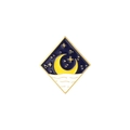 Rhombic night sky enamel brooch featuring gold crescent moon and stars on dark blue - Rhombus Night Sky (xz4316)