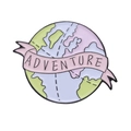 Pin's en émail terre pastel avec ruban aventure rose pour sacs et vêtements - Style Terre Aventure (XZ8830)