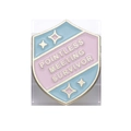 Schildförmiges Emaille-Abzeichen mit Pointless Meeting Survivor Text in Blau und Rosa - Blau und Rosa(W9209)