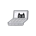 Divertente spilla in smalto gatto nero programmatore con design di laptop - Gatto Purrgrammer (QHXZ747)