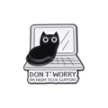 Spilla in smalto gatto nero su laptop per accessorio da ufficio divertente e unico - Dal supporto tecnico (QHXZ748)