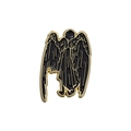 Spilla smaltata Good Omens angelo nero con ali dorate e silhouette metallica - Figura di Angelo Nera (QHXZ549)