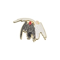 Good Omens inspired black and white angel wings metal enamel pin with golden outlines - Black White Intertwined Angel Figure (QHXZ552)