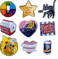 Vue détaillée d'un lot de 9 pin's en émail avec des motifs de culture pop créatifs - Style de Mème de Dessin Animé 1 (9件套1)