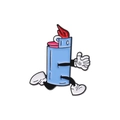 Spilla creativa in smalto blu a forma di accendino cartoon con gesto del pollice in su - Accendino Che Corre (qhxz2464)
