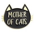 Épingle émaillée chat noir mignon avec texte Mother of Cats et bordure dorée - Style de Slogan Tête de Chat (xz6858)