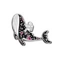 Astronaut on a galaxy whale enamel pin with purple planets and stars on silver metal - Astronaut and Whale (FLXZ015)