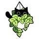 Grazioso gatto nero dietro una pianta verde in vaso spilla smaltata a fumetti - Gatto Nero dietro Pianta Pendente (xz7438)