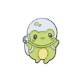 Cute green frog astronaut enamel pin badge with a blue helmet for creative accessories - Astronaut Frog (QHXZ126)