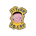 Épingle en émail avec un personnage qui pleure et le texte IT'S OK TO CRY en jaune - Style Visage en Larmes Inspirant (QHXZ2492)