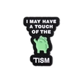 Spilla smaltata con rana verde simpatica e scritte bianche su sfondo nero per giacche - Rana Touch of Tism (QHXZ1859)