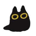Cute cartoon black cat enamel pin with large yellow eyes for bags and clothing - Big Eyed Cat