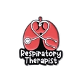 Spilla in smalto polmoni rossi con stetoscopio bianco e scritta Respiratory Therapist - Stile Terapista respiratorio (QHXZ1201)