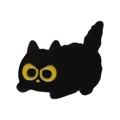 Cute black cat enamel pin with vibrant yellow eyes and glossy finish on white background - Hunting Cat