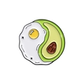 Épingle créative en émail Yin-Yang avec design d'œuf au plat et d'avocat en métal - Style Avocat Œuf Yin Yang (QHXZ412)