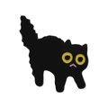 Cartoon black cat enamel pin with large yellow eyes and pink mouth for bags and clothing - Spiky Hair Cat