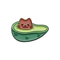 Épingle en émail créative avec un design d'avocat mignon et un visage de chat marron au centre - Style Chat Avocat (QHXZ413)