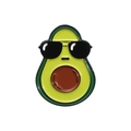 Cartoon avocado enamel pin wearing pilot sunglasses with a green and brown finish - Sunglasses Avocado Style (QHXZ414)