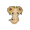 Süße Axolotl-Emaille-Anstecknadel mit gelben Sonnenblumen für Taschen und Kleidung - Sonnenblumen-Axolotl (QHXZ483)