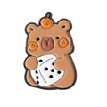 Cute Capybara enamel pin featuring a brown water pig drinking pearl milk tea boba - Capybara Holding Bubble Tea (QHXZ3655)