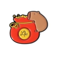 Enamel capybara pin on red lucky bag with Vietnamese Loc character design - Capybara on Red Fortune Bag (QHXZ3656)