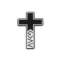 Broche de cruz en esmalte blanco y negro con símbolos de Dios es más grande que los altibajos - Estilo Símbolo de Fe (qhxz2406)