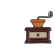 Vintage manual coffee grinder enamel pin with brown base and orange funnel detail - Vintage Coffee Grinder (xz7912)