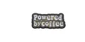 Enamel pin featuring rectangular dark base with Powered by coffee text slogan - Powered By Coffee Slogan (xz8782)