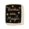 Cute black 'Books are Magic' enamel pin with gold plating for bags and clothing - Books Are Magic Style (XZ1581)