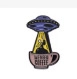 UFO creative enamel pin with I Need Coffee slogan and purple coffee cup design - UFO Absorbing Coffee Creative Style (xz8773)