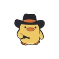 Cowboy chicken enamel pin badge featuring a yellow chick with black hat and handgun - Cowboy Chick with Gun Style (qhxz2863)