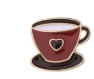 Creative coffee cup enamel brooch with burgundy finish and black heart detail - Heart Coffee Cup Style (XZ7896)