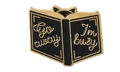 Cute black cat book enamel pin with Go away I'm busy text for student bags - Go Away I'm Busy Cat (xz1584)