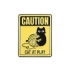 Creative yellow metal badge with a black cat playing with yarn and Caution text - Caution Cat At Play Sign (qhxz2300)