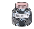 Creative Happy Pills cat enamel pin with a cute kitty jar design in metal finish - Happy Pills Cat Jar (qhxz3264)