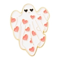 Spilla in smalto bianco a forma di fantasma con cuori rosa e bordi dorati per Halloween - Fantasma Cuore Rosa (xz6774)