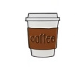 Cute white coffee cup enamel pin badge with brown sleeve and coffee text design - Basic Coffee Cup (xz1595)