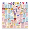 Set di 50 adesivi floreali creativi con illustrazioni botaniche e descrizioni di piante - Serie Linguaggio Creativo dei Fiori
