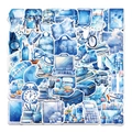 Lot de 50 autocollants aquarelle bleus pour papeterie ordinateurs et valises - Style Aquarelle Bleu (OPQ217)