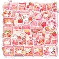 Set di 50 simpatici adesivi rosa per snack con orsetti e coniglietti per borracce - Tema Snack Rosa Carino (PMS160)