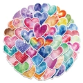 Vibrant watercolor heart sticker set for decorating laptops, phones and water bottles - Heart Watercolor Series