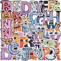 52-piece waterproof cartoon monster alphabet stickers for DIY decoration on laptops and bottles - Monster Alphabet Stickers