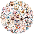 50 pieces of waterproof cartoon animal floral stickers for children scrapbooking and mugs - Assorted Cartoon Floral Animals
