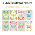 Pack de 8 hojas de pegatinas de mariposas DIY para niños, calcomanías coloridas e impermeables - Tema de Mariposa (8ZD034)