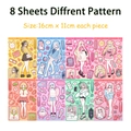 Set de 8 pegatinas de niña de dibujos animados para manualidades DIY y maletas decorativas - 8 Hojas Por Bolsa