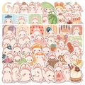 Lot de 50 autocollants lapins mignons aux couleurs pastel pour carnets et ordinateurs - Série Lapin Fromage / 50 feuilles/paquet