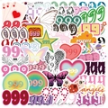 50 adesivi impermeabili stile Y2K numero d'angelo 999 con farfalle e motivi a cuore - Stile Numero Angeli 999