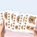 Set di 5 fogli di adesivi minimalisti con orsetto marrone per decorare diari e tazze - Emoticon Orsetto Cartone Animato