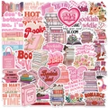 50 adesivi rosa a tema libri per amanti della lettura, decorazioni laptop e diari - Tema Letterario Rosa